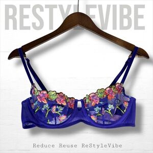 SAVAGE X FENTY Bra Size 34C Underwire Sheer Embroidered Non-Padded Adjustable